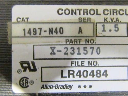 A-B Allen Bradley 1497-N40 Control Circuit Transformer