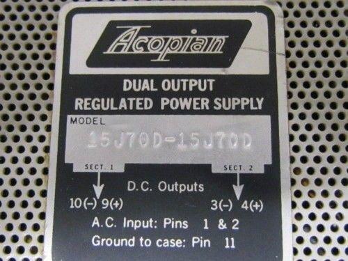 Acopian 15J70D-15J70D Dual Output Power Supply NEW