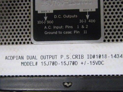 Acopian 15J70D-15J70D Dual Output Power Supply NEW