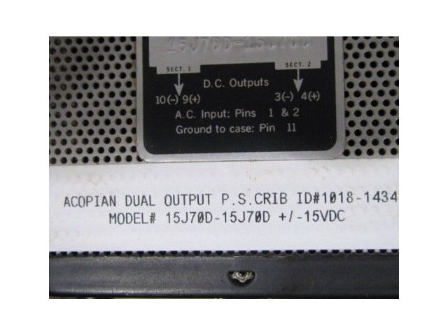 Acopian 15J70D-15J70D Dual Output Power Supply NEW