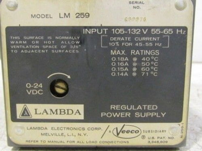 Veeco Lambda LM 259 Regulated Power Supply