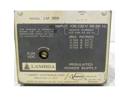 Veeco Lambda LM 259 Regulated Power Supply