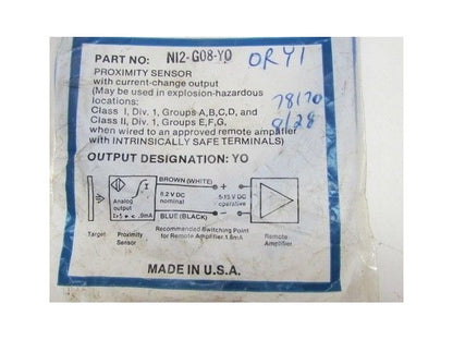 Turck Multi Prox NI2-G08-YO Proximity Switch NIB