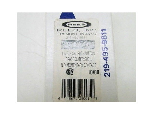 Rees 01328-001 1" BLK CYL N.O.  Pushbutton Brass Shell NIB