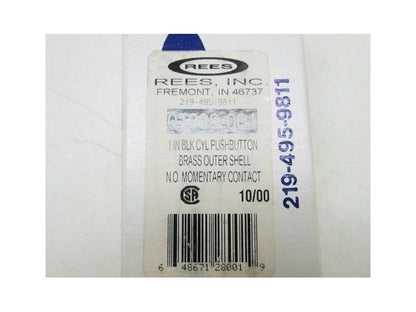 Rees 01328-001 1" BLK CYL N.O.  Pushbutton Brass Shell NIB