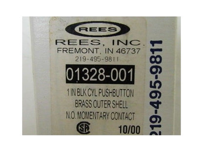 Rees 01328-001 1" BLK CYL N.O.  Pushbutton Brass Shell NIB