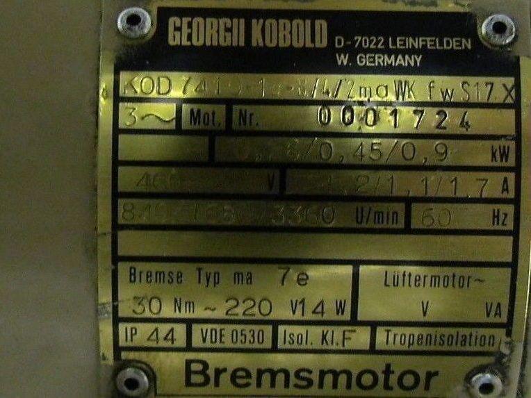 Georgii Kobold Kod7410 3ph 3-speed AC Brake Motor 220v 24mm Output Shaft