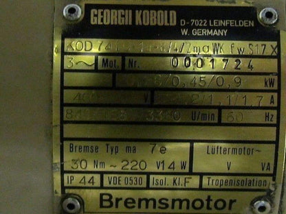Georgii Kobold Kod7410 3ph 3-speed AC Brake Motor 220v 24mm Output Shaft