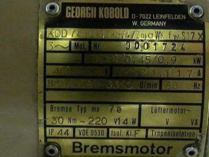 Georgii Kobold Kod7410 3ph 3-speed AC Brake Motor 220v 24mm Output Shaft