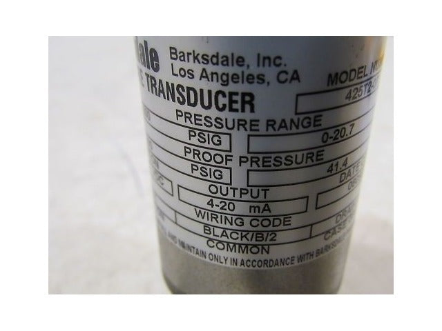 Barksdale Pressure Transducer 425T2-07 0-300 psi 1/4NPT