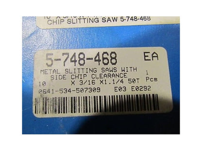 5-748-468 Slitting Saw w/ Clearance 10x3/16/1 1/4" HSS