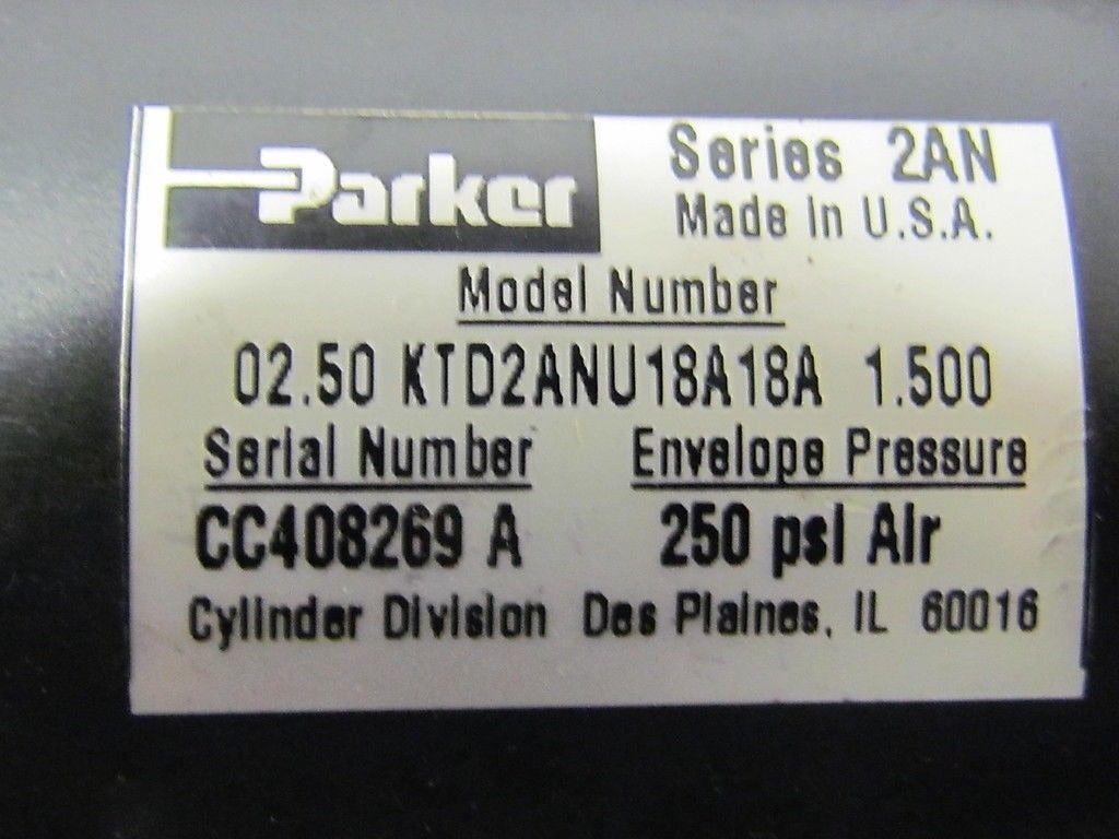 Parker 02.50 KTD2ANU18A18A 1.500 Air Pneumatic Cylinder 2 1/2"Bore 1 1/2" Stroke