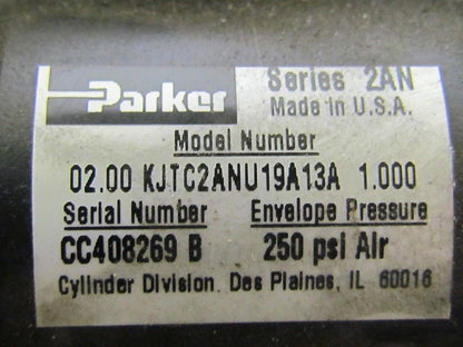 Parker 02.00 KJTC2ANU19A13A 1.000 Pneumatic Air Cylinder 2"Bore 1"Stroke 2AN Ser