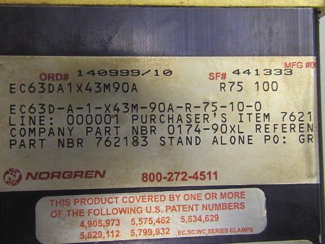 Norgren EC Series Enclosure Pneumatic Power Clamp EC63D-A-1-X43M-90A-R-75-10-0