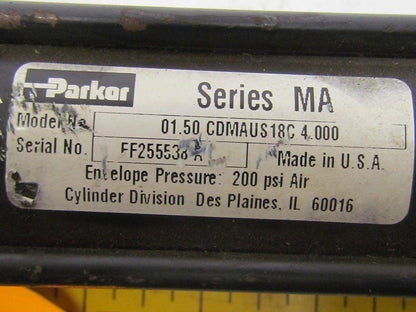 Parker 01.50 CDMAUS18C 4.000 Pneumatic Air Cylinder 1 1/2"Bore 4"Stroke MA Ser