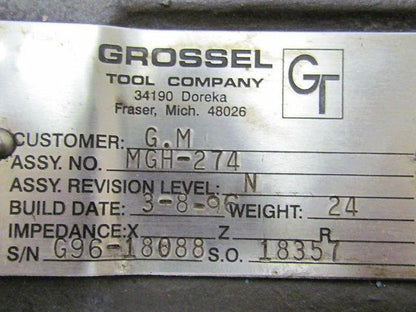 Grossel Tool Company MGH-274 Robotic/Fixture Type Resistance Welding Gun NEW