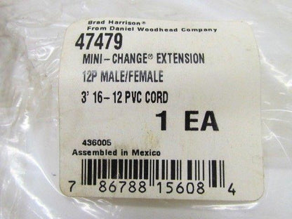 Daniel Woodhead Brad Harrison 47479 Mini Change Extension 12P M/F 3ft 16-12 PVC