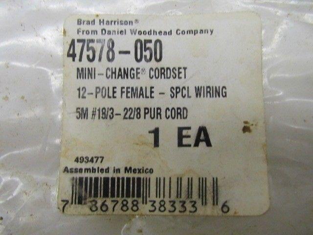 Brad Harrison 47578-050 Mini Change Cord Set 12 Pole Female SPCL Wiring 5M NIB