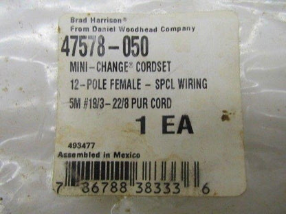 Brad Harrison 47578-050 Mini Change Cord Set 12 Pole Female SPCL Wiring 5M NIB