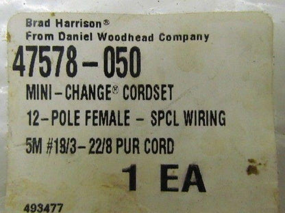 Brad Harrison 47578-050 Mini Change Cord Set 12 Pole Female SPCL Wiring 5M NIB