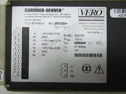 Vero Electronics Gardner-Denver NT400/V 960485 Power Supply