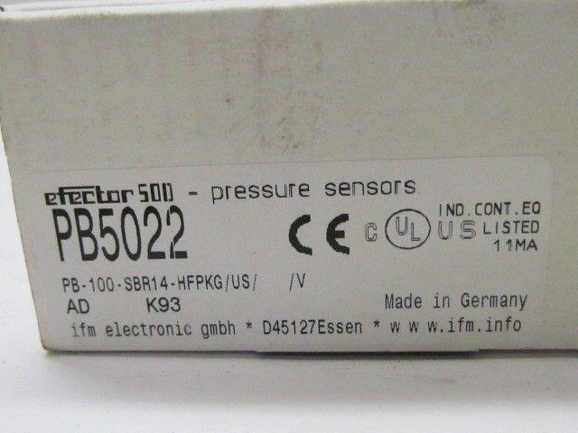 IFM Efector PB-100-SBR14-HFPKG/US/ PB5022 Pressure Switch NIB