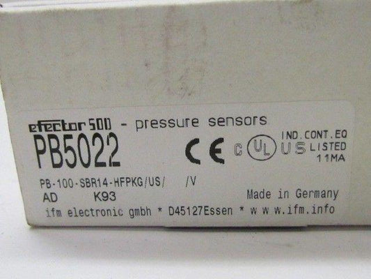 IFM Efector PB-100-SBR14-HFPKG/US/ PB5022 Pressure Switch NIB