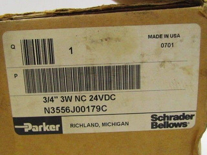Parker N3556J00179C 3/4"NPT 3W NC 24VDC Valve NIB