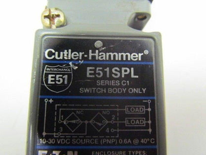 CH Cutler Hammer E51SPL Limit Switch on E51RN Receptacle With E51DF33 Head