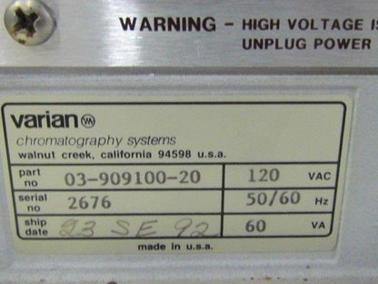 Varian 9100 Auto Sampler 03-909100-20 12V 50/60Hz