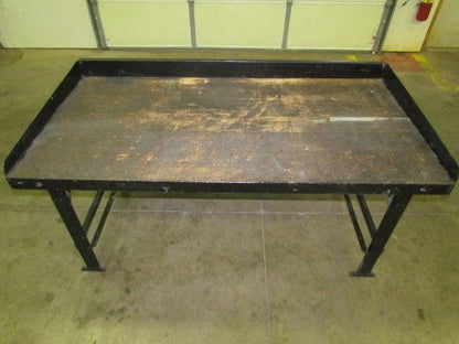 Vintage Industrial Steel Workbench w/ 36x72" Butcher Block Dated 1945 34" High