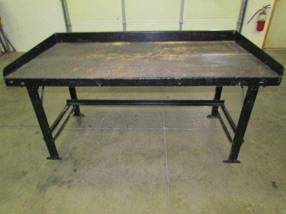 Vintage Industrial Steel Workbench w/ 36x72" Butcher Block Dated 1945 34" High