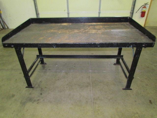 Vintage Industrial Steel Workbench w/ 36x72" Butcher Block Dated 1945 34" High