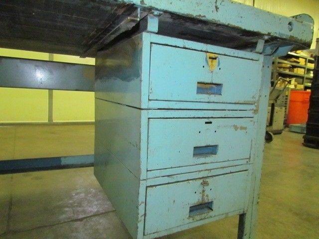Vintage Industrial Steel Workbench 36x72" Butcher Block 2 1/2" Thick 5 Drawers