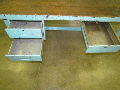 Vintage Industrial Workbench 72x36" Butcher Block 2 1/2" Thick Date 1945 3Drawer