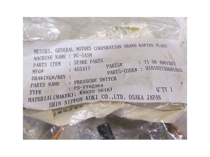 Kanto Seiki PS-FTBZ364 Pressure Switch NIB