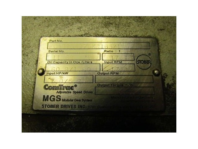 Stober Drives C402N0175MR165/140 Inline Speed Reducer Gearbox 99RPM 1265In-Lb