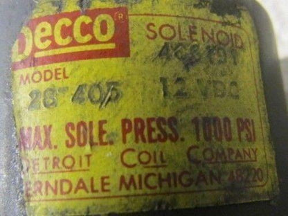 Decco 406191 28-405 12vdc Solenoid Valve Coil