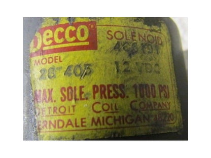 Decco 406191 28-405 12vdc Solenoid Valve Coil