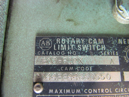 A-B Allen Bradley 803-P12X Rotating Cam Limit Switch