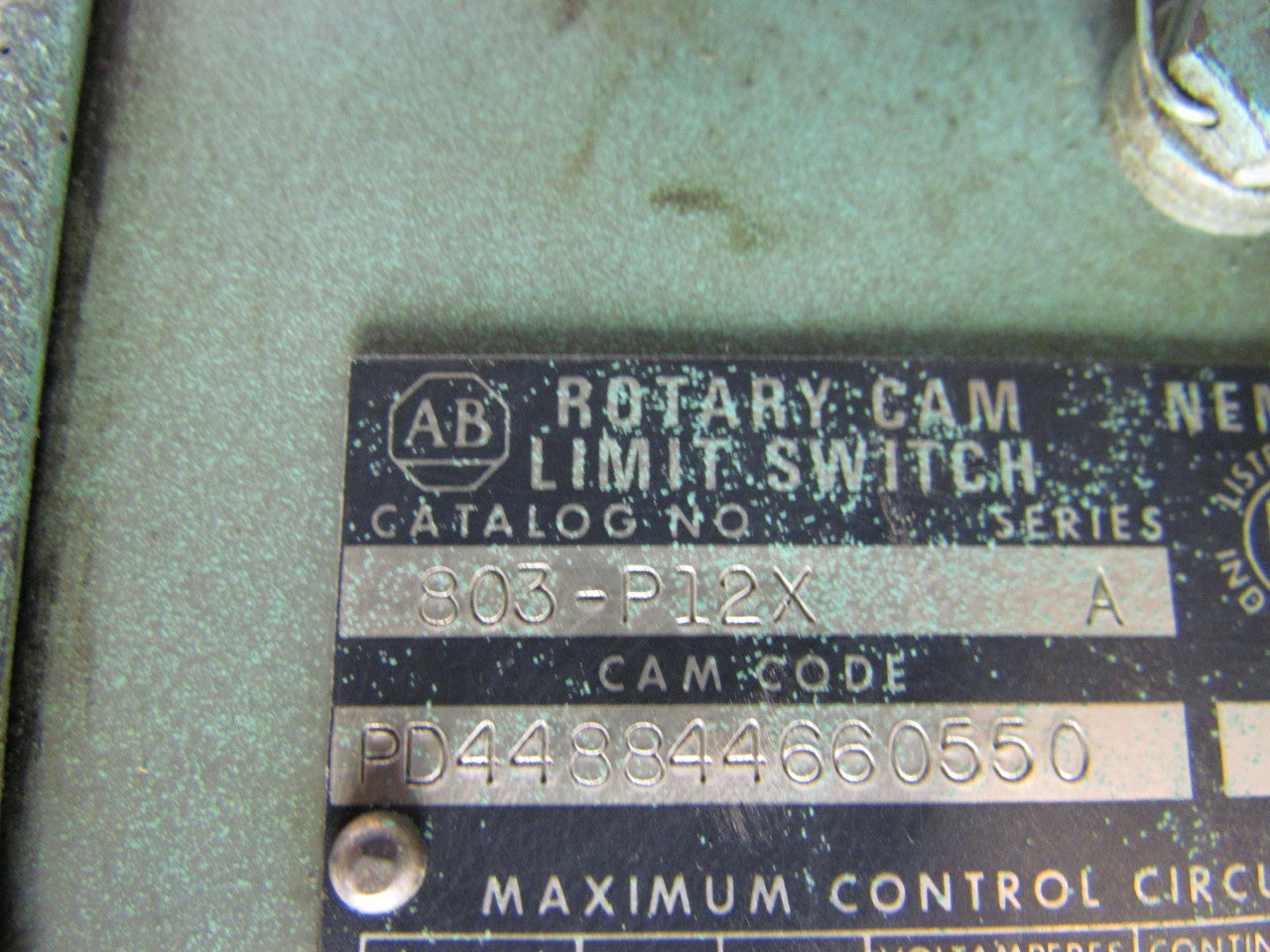 A-B Allen Bradley 803-P12X Rotating Cam Limit Switch