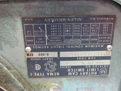 Allen Bradley 803-P12X Rotating Cam Limit Switch