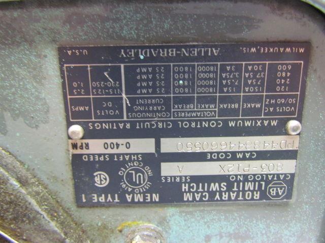 Allen Bradley 803-P12X Rotating Cam Limit Switch