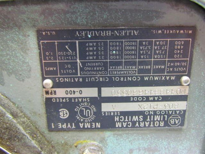 Allen Bradley 803-P12X Rotating Cam Limit Switch