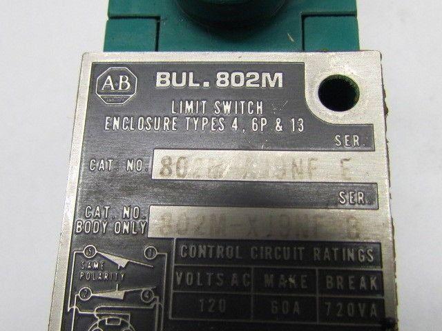 802M-AJNF Ser E Limit Switch W/802M-XJ9NF Ser B Body W/ Rocker Arm Allen Bradley