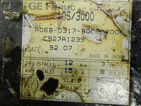 GE Fanuc 10S/3000 AC Servo Motor Type A06B-0317-B005#7008