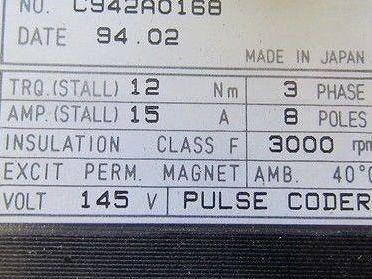 GE Fanuc AC Servo Motor 10S/3000 A06B-0317-B005#7008 145V 3PH 8pole 3000rpm