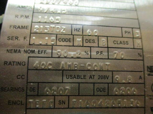 Baldor Super E Severe Duty Electric Motor 3 HP 230/460V 1165 RPM 213TDZ Frame