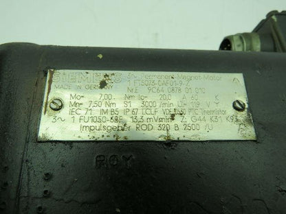 Siemens 1FT5073-0AF01-9-Z Servo Motor 3PH 60A