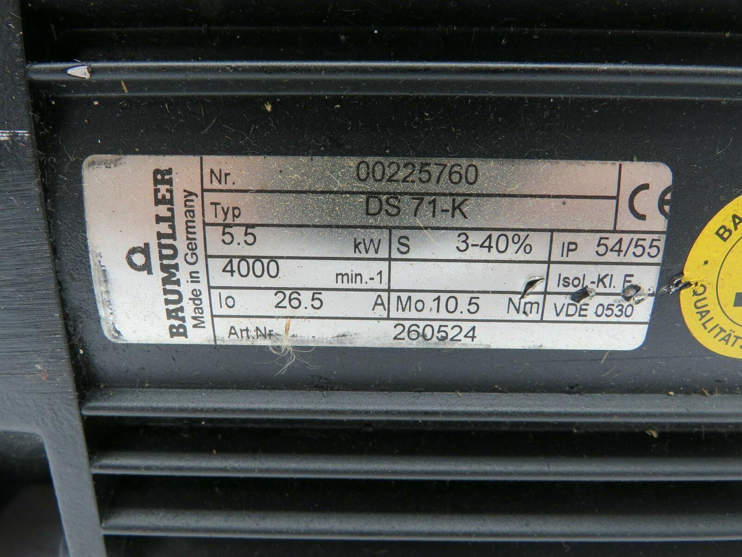 Baumuller DS 71-K Servo Motor 5.5KW